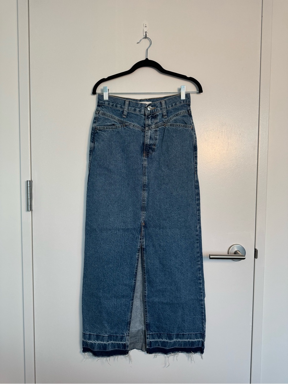 Mango Denim Maxi Skirt w/ Front Slit